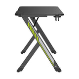NanoRS gaming desk, svart, med hörlurs- och mugghållare, RGB-bakgrundsbelysning, max. 75kg, mått 1200x600x750mm, RS102