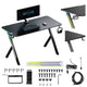 NanoRS gaming desk, svart, med hörlurs- och mugghållare, RGB-bakgrundsbelysning, max. 75kg, mått 1200x600x750mm, RS102