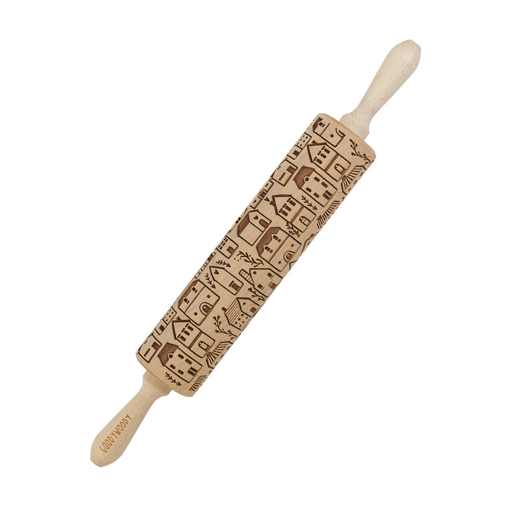 Goody Woody graverad tårtroller, 46 cm, bokträ, Scandinavian city