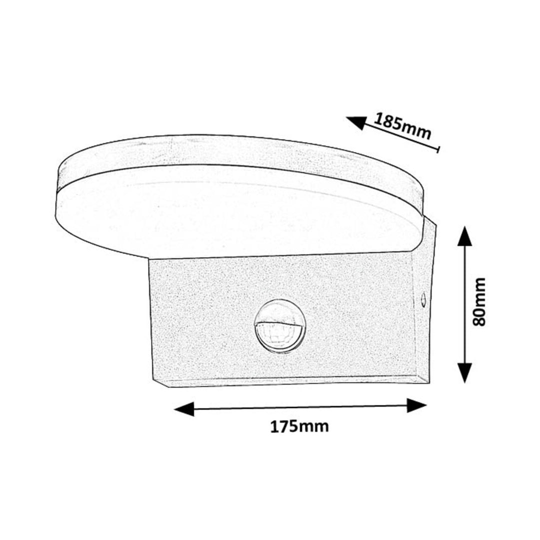 Rabalux vägglampa för utomhusbruk, rörelsesensor, 9W, svart, Batida