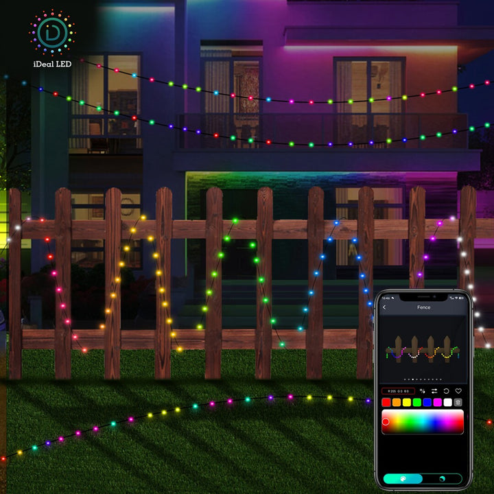 Rabalux utomhusbelysning, RGB LED-slinga, IP44, Wi-Fi, Bluetooth, Biri