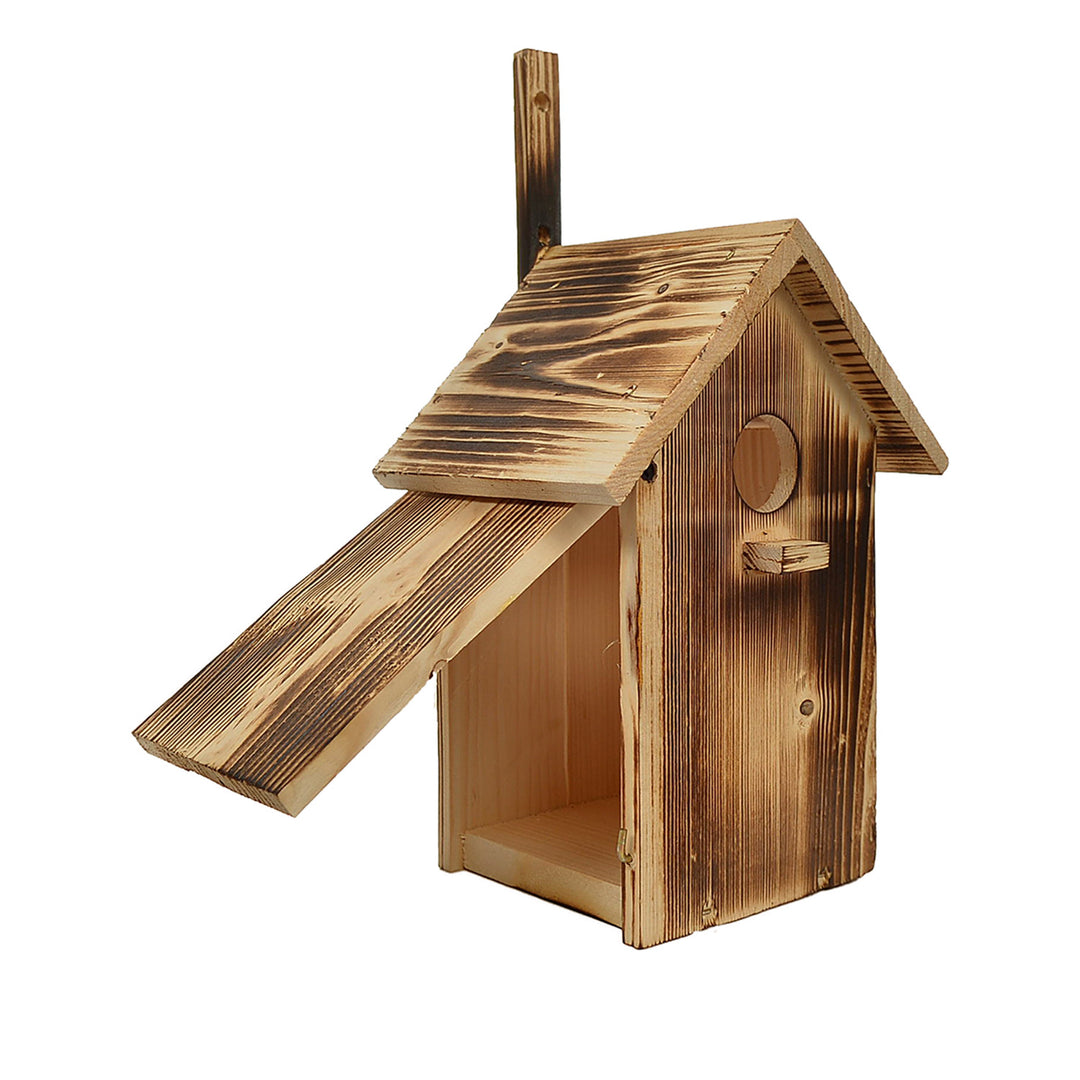 Hopfällbar träfågelholk 25x33x13 cm vedeldad
