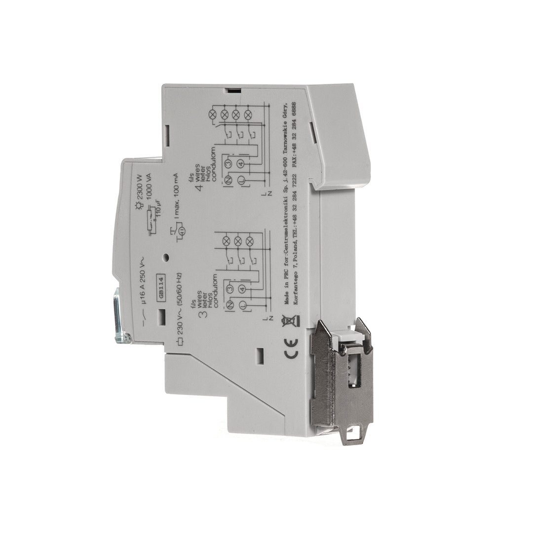 GreenBlue DIN-skenmonterad automatisk trappbelysning, 30s-10m styrning, max 2300 W, GB114, 3 st