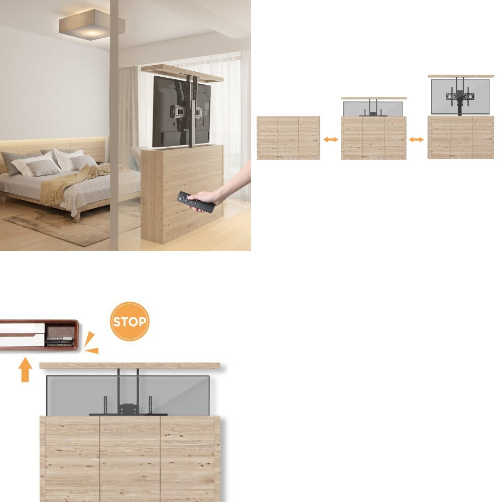 Elektrisk kabelförlängningsfäste Maclean, 37''-65''', VESA 600x400, max 50kg, MC-866 + HDMI 2.0 4K 3D UHD 1,8m KABEL 48 bit