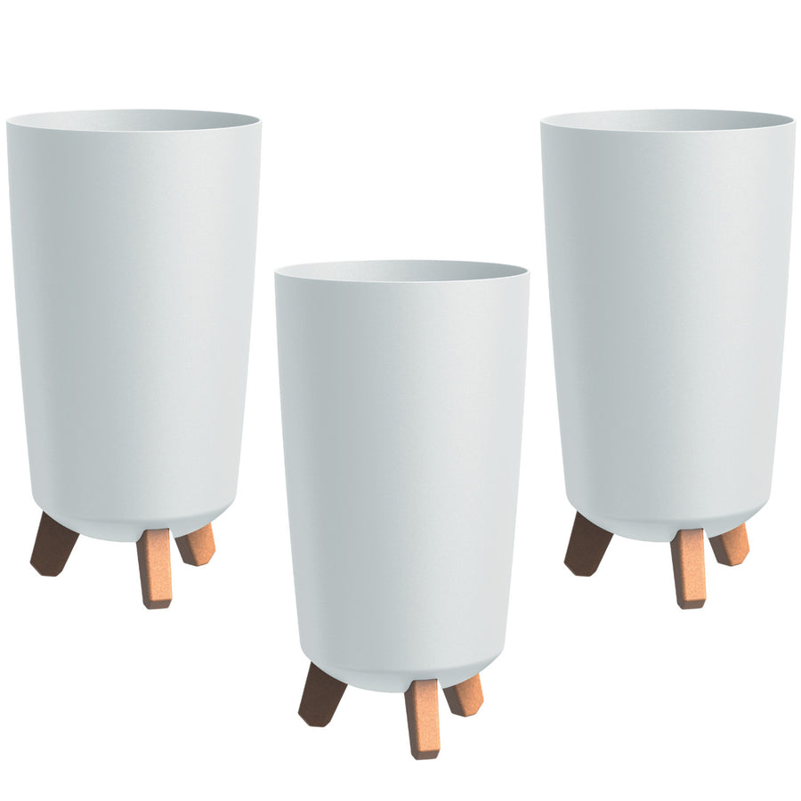 Blomkruka i Prosperplast, diameter 195 mm, höjd 365 mm, på ben, vit, Gracia Tubus Slim, set om 3 delar
