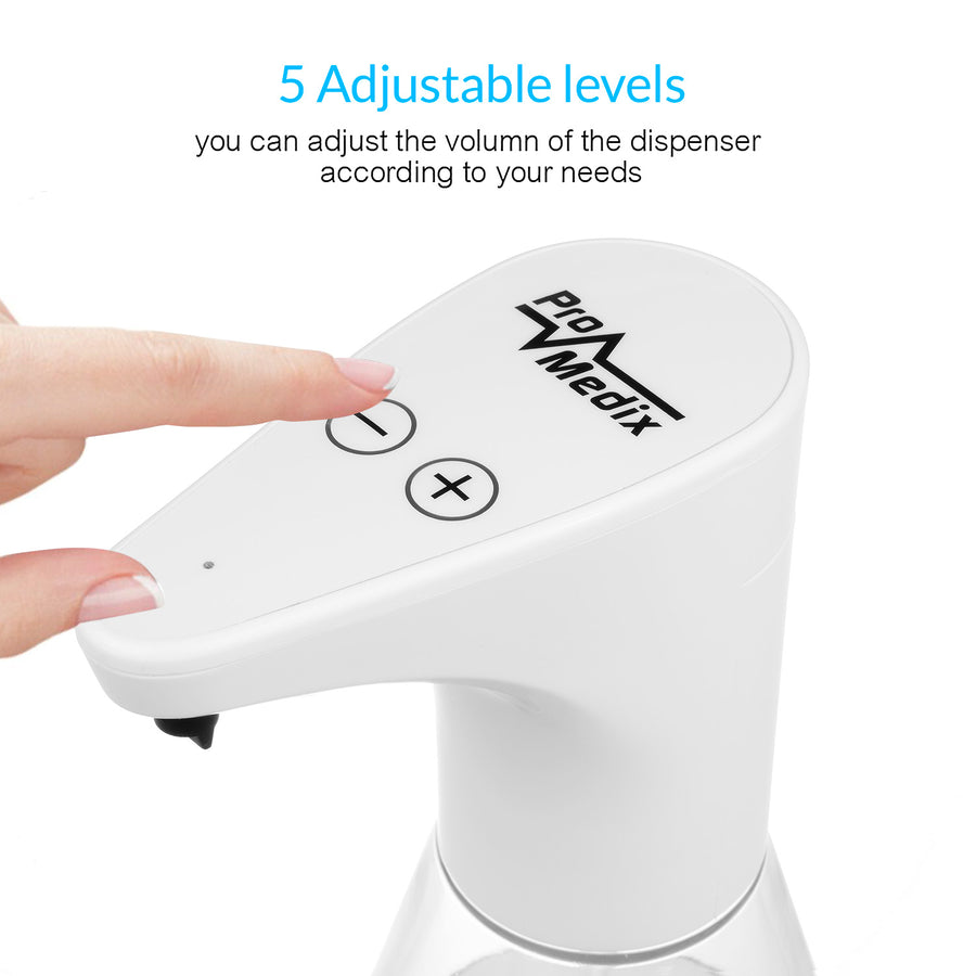 Promedix automatisk dispenser, dispenserbehållare för flytande tvål, desinfektionsvätskor, 480 ml, 4xAA PR-530 + 4x Varta Industrial LR6/AA R-06 batterier