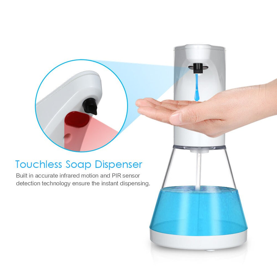 Promedix automatisk dispenser, dispenserbehållare för flytande tvål, desinfektionsvätskor, 480 ml, 4xAA PR-530 + 4x Varta Industrial LR6/AA R-06 batterier