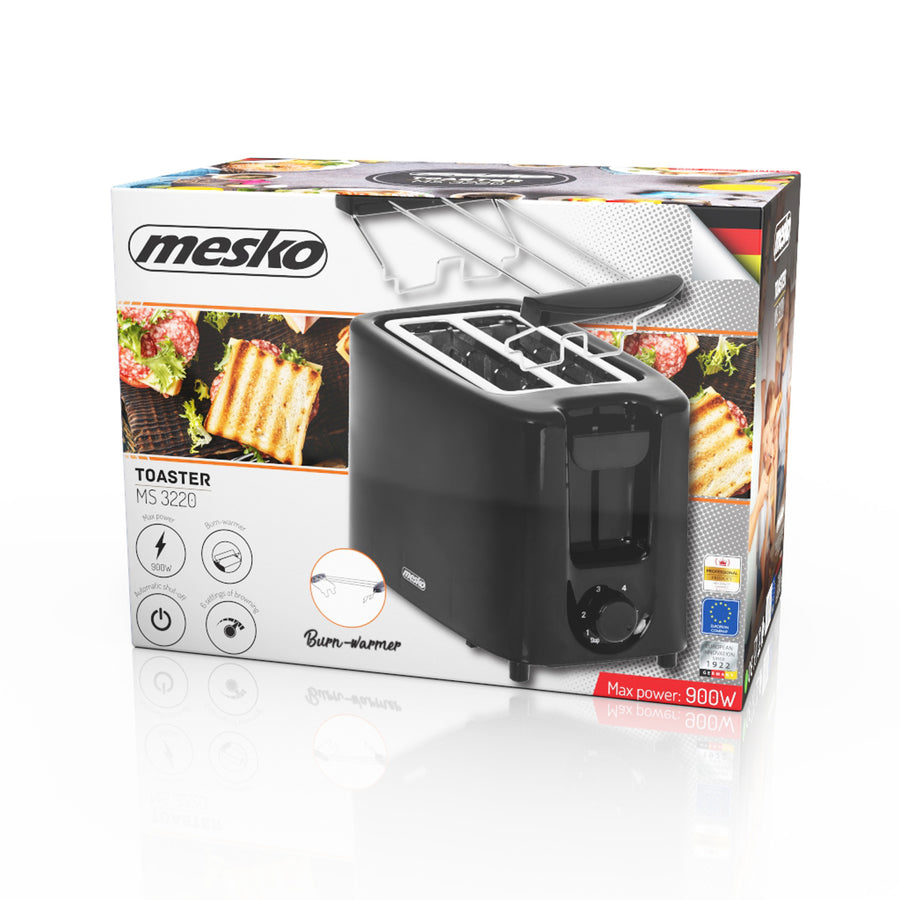 Mesko brödrost, 2 skivor brödrost, 900W, svart, MS 3220
