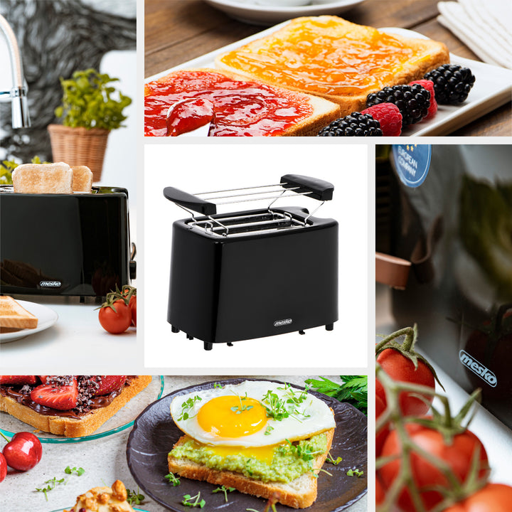 Mesko brödrost, 2 skivor brödrost, 900W, svart, MS 3220