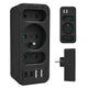 Strömuttag x3 + 4xUSB Maclean, 3-facks splitter, 2xUSB A, 2xUSB C PD 20W, 1x16A + 2x6A, MCE248 F/B