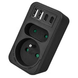 Maclean strömuttag x2 + 4xUSB, splitter med 2 uttag, 2xUSB A, 2xUSB C PD 20W, 1x16A + 1x6A, MCE249 F/B