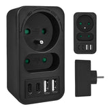 Maclean strömuttag x2 + 4xUSB, splitter med 2 uttag, 2xUSB A, 2xUSB C PD 20W, 1x16A + 1x6A, MCE249 F/B