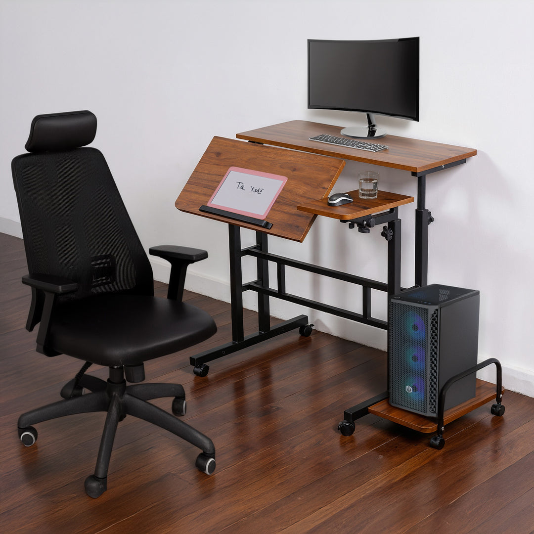 Maclean mobilt laptopbord skrivbord, svart, skiva 80x60cm, 50kg max, höjdjustering 67-115 cm, MC-124 B
