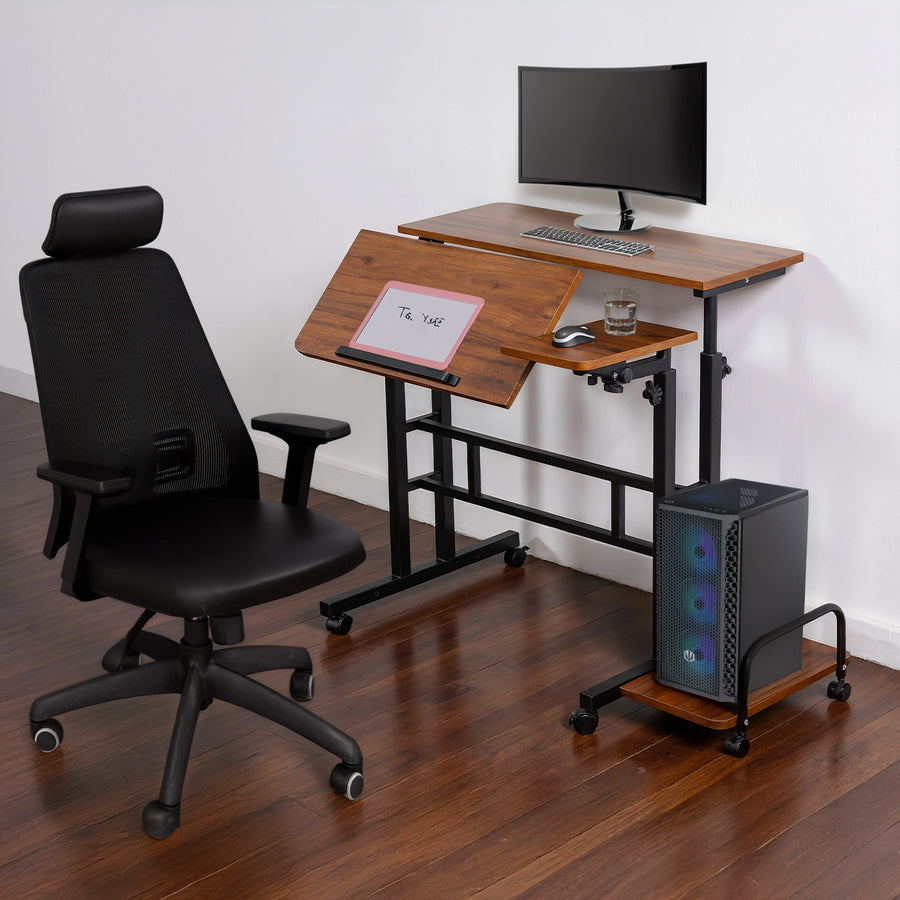 Maclean mobilt laptopbord skrivbord, svart, skiva 80x60cm, 50kg max, höjdjustering 67-115 cm, MC-124 B