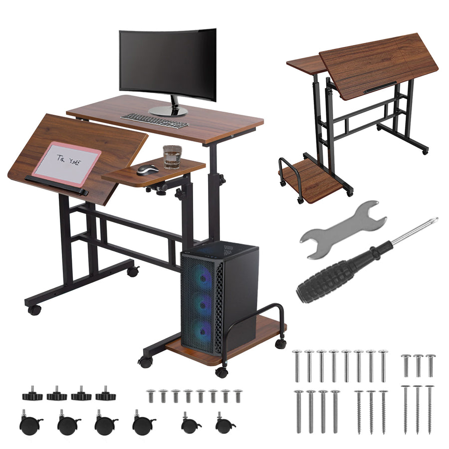 Maclean mobilt laptopbord skrivbord, svart, skiva 80x60cm, 50kg max, höjdjustering 67-115 cm, MC-124 B