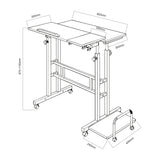 Mobilt laptopbord Maclean, vit, skiva 80x60cm, 50kg max, höjdjustering 67-115cm , MC-124 W