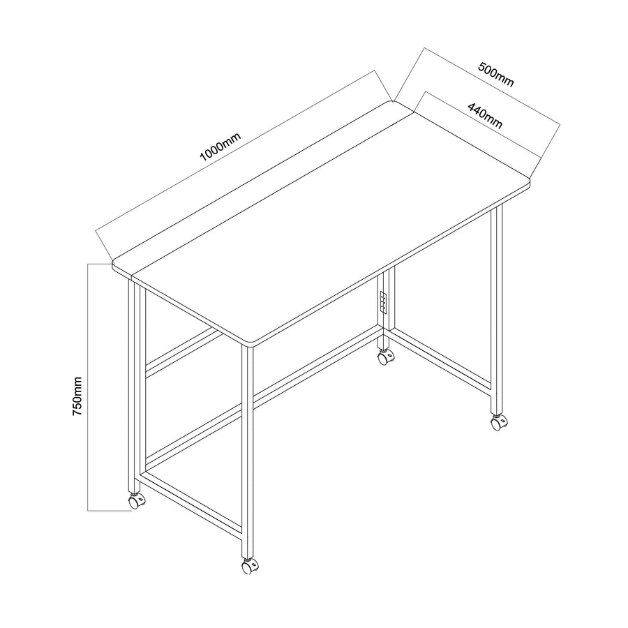 Maclean fällbart bord skrivbord, svart, mobil, skiva 100x50cm, max. 50kg, MC-1250 B