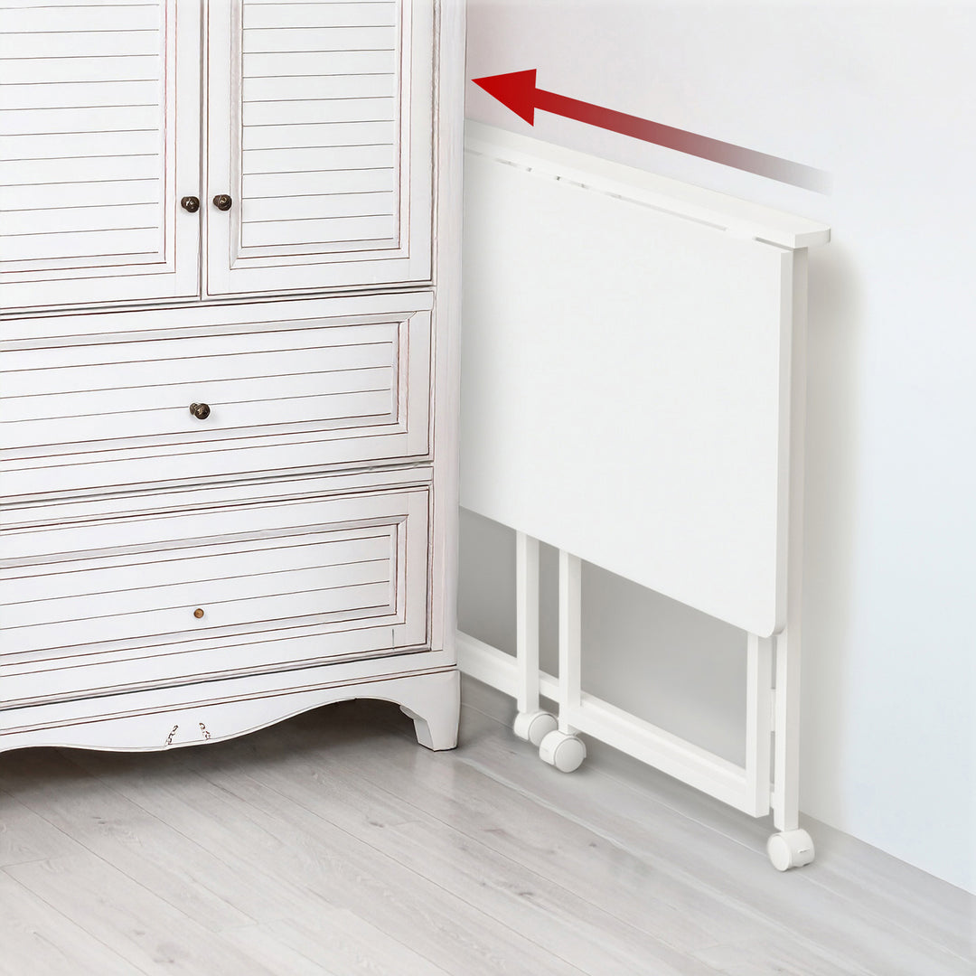 Maclean fällbart bord skrivbord, vit, mobil, skiva 100x50cm, max. 50kg, MC-1250 W