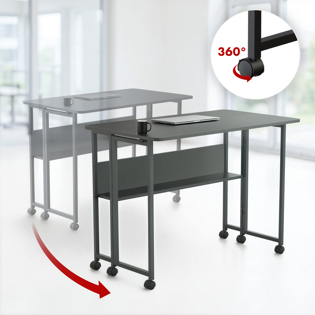 Maclean fällbart bord skrivbord, svart, mobil, skiva 100x58cm, max. 50kg, MC-126 B