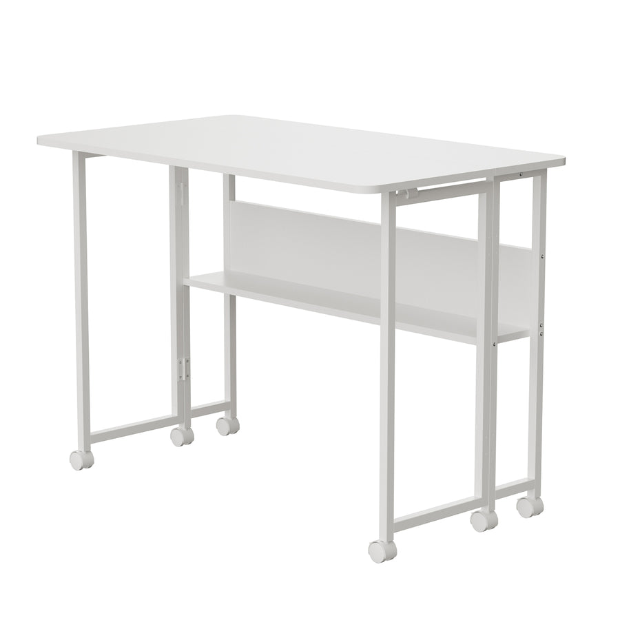 Maclean fällbart bord skrivbord, vit, mobil, skiva 100x58cm, max. 50kg, MC-126 W