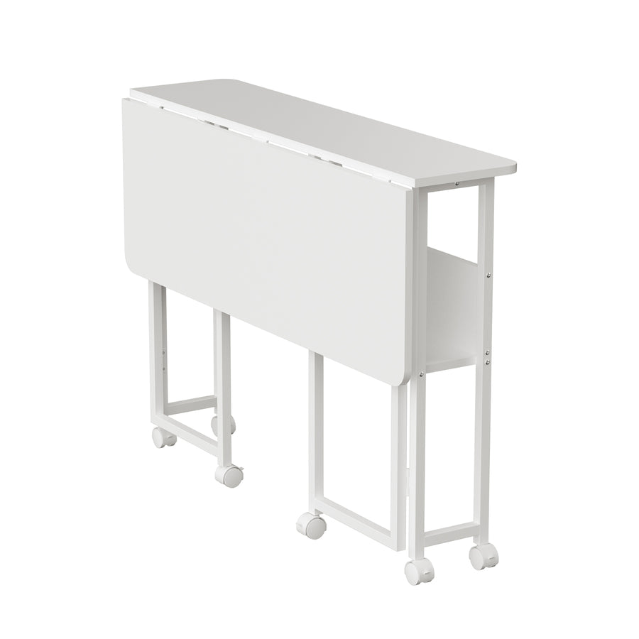 Maclean fällbart bord skrivbord, vit, mobil, skiva 100x58cm, max. 50kg, MC-126 W