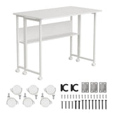 Maclean fällbart bord skrivbord, vit, mobil, skiva 100x58cm, max. 50kg, MC-126 W