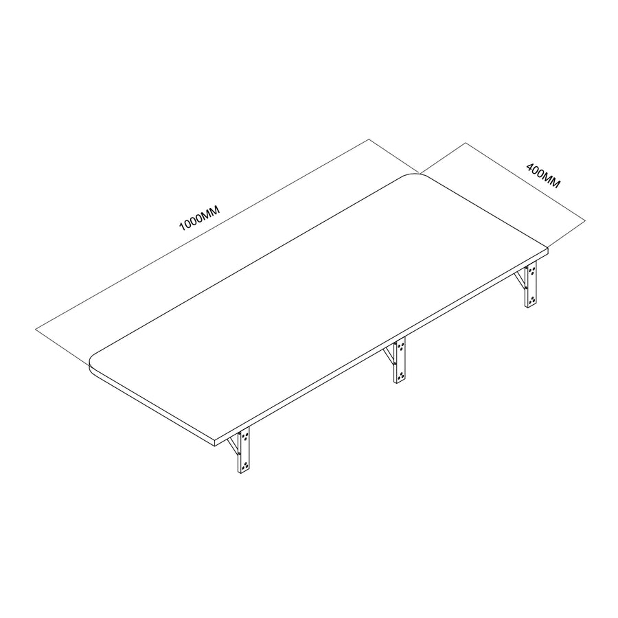 Maclean fällbar hylla/topp, svart, 100x40 cm, max 50 kg, MC-128 B