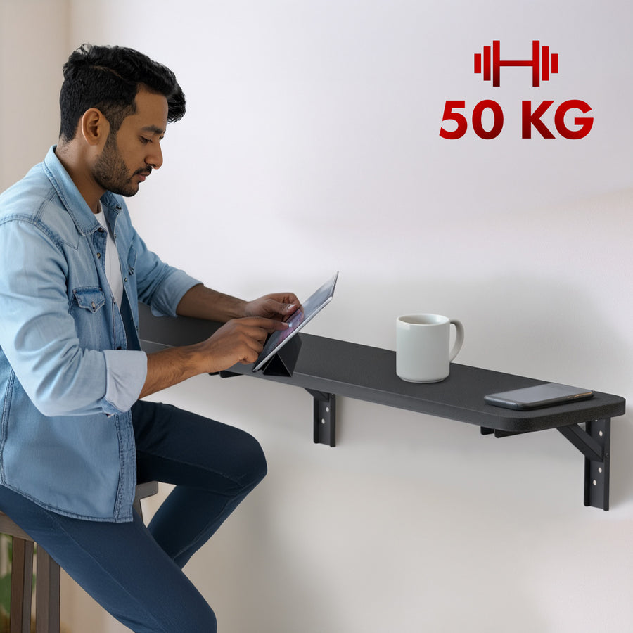 Maclean Hopfällbar hylla/topp, svart, 100x20 cm, max. 50 kg, MC-129 B