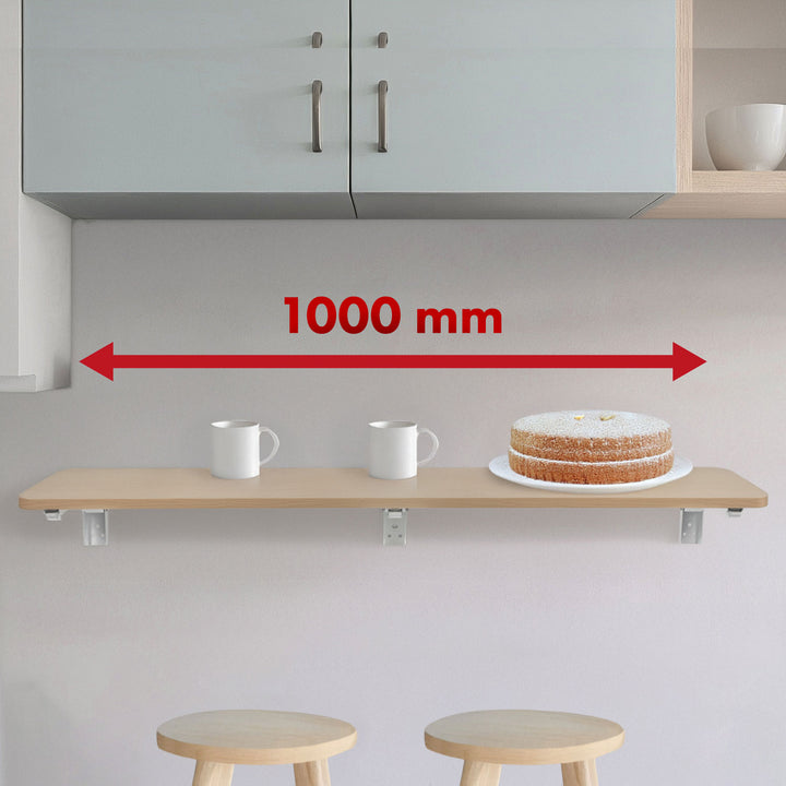 Fällbart hyllplan/skiva Maclean, ljus träfärg, 100x20 cm, max.50 kg, MC-129 WD