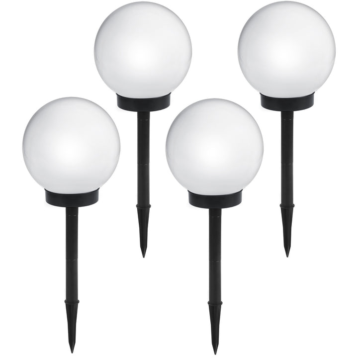 GreenBlue solcellslampa, fristående, trädgård, sfär 25x25x58cm, vit LED, GB166, 4 st