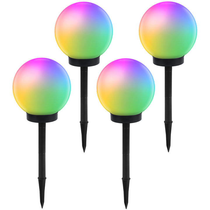 Solcellsdriven fristående trädgårdslampa GB167 - 30x30x63cm sfär, färgad LED, 4 st