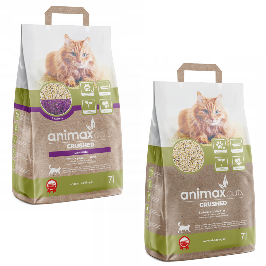 Klumpströ, Lavendel, krossad, 7 liter + Klumpströ, Classic, krossad, 7 liter, Animax