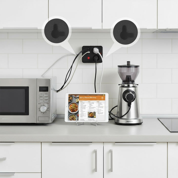 Maclean grenuttag, förlängningskabel 2 uttag + 3xUSB, 110-240V AC 50/60Hz, 2,1A max 2500W, 3 m, svart, MCE388 B