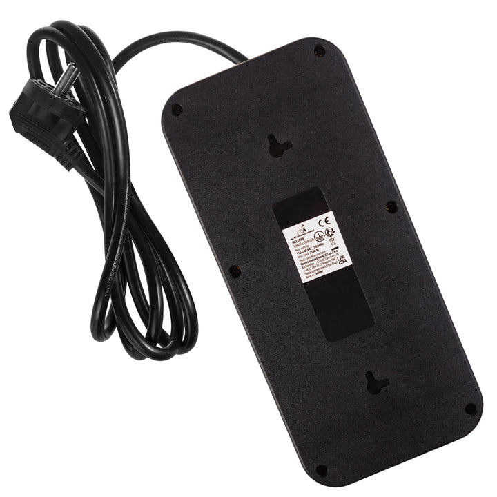 Maclean grenuttag, förlängningskabel 6 uttag + 4xUSB, 110-240V AC 50/60Hz, 2,1A max 2500W, 1,5 m, svart, MCE389 B