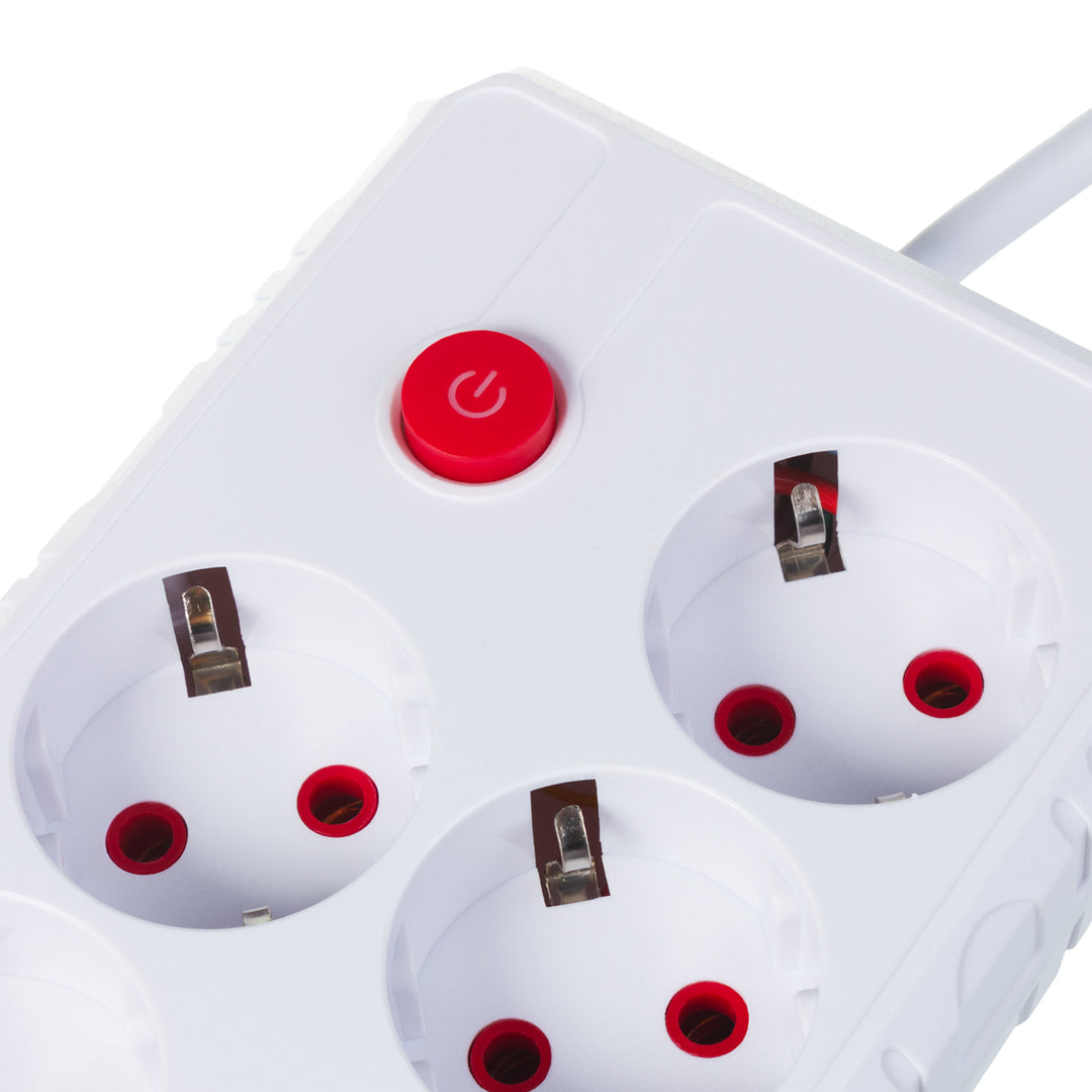 Maclean grenuttag, förlängningskabel 4 uttag + 3xUSB, 110-240V AC 50/60Hz, 2.1A max 2500W, 3m, vit, MCE393 W