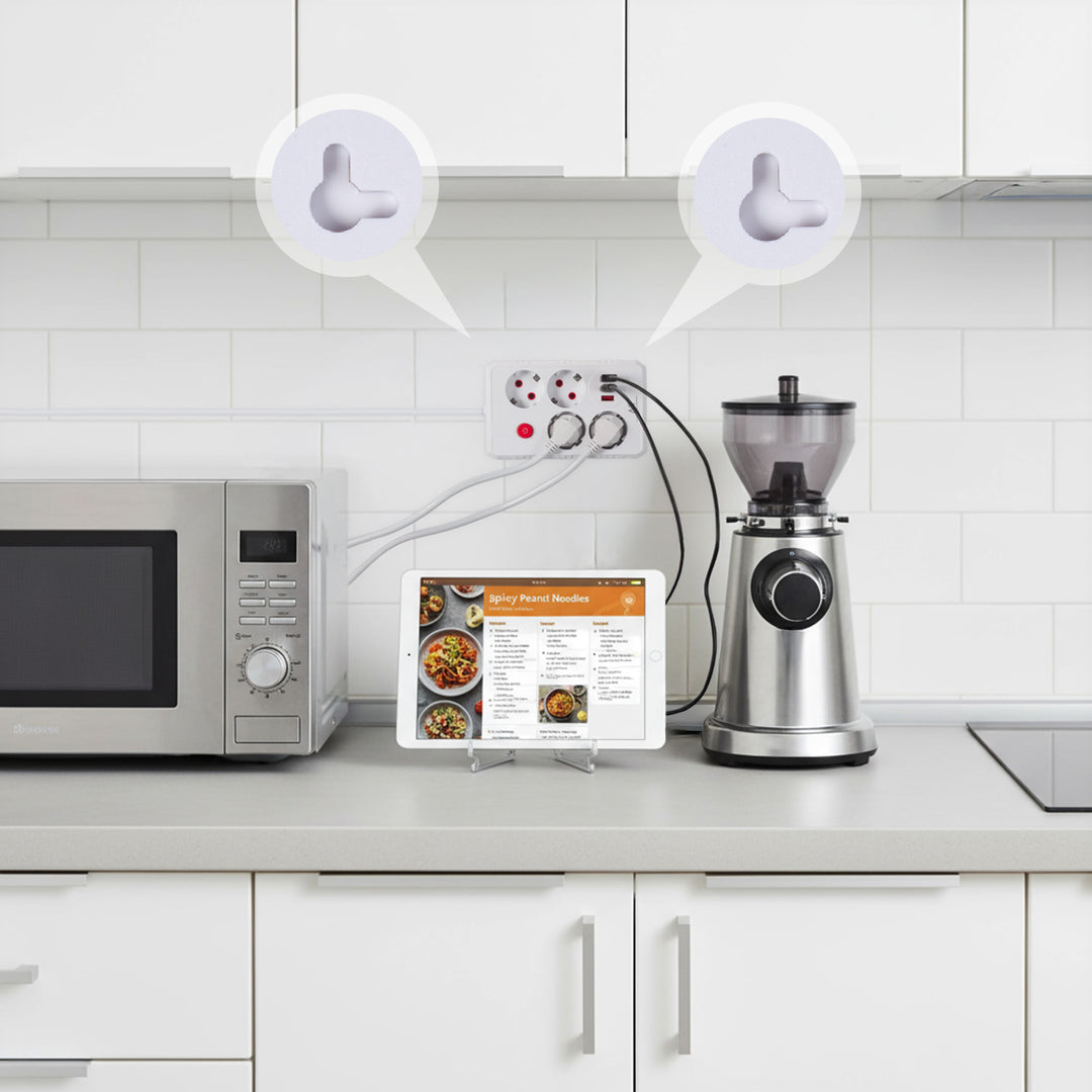 Maclean grenuttag, förlängningskabel 4 uttag + 3xUSB, 110-240V AC 50/60Hz, 2.1A max 2500W, 3m, vit, MCE393 W
