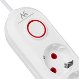 Maclean grenuttag, förlängningskabel 3 uttag + 3xUSB, 110-240V AC 50/60Hz, 2.1A max 2500W, 1.5m, vit, MCE394 W