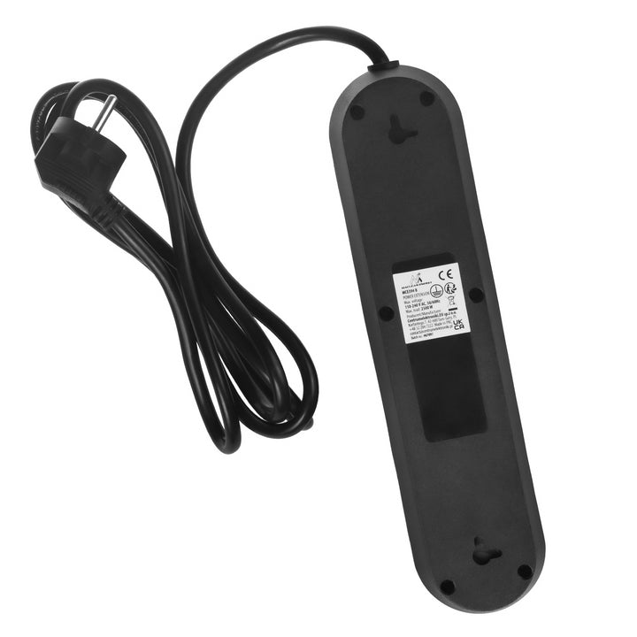 Maclean grenuttag, förlängningskabel 3 uttag + 3xUSB, 110-240V AC 50/60Hz, 2.1A max 2500W, 1.5m, svart, MCE394 B
