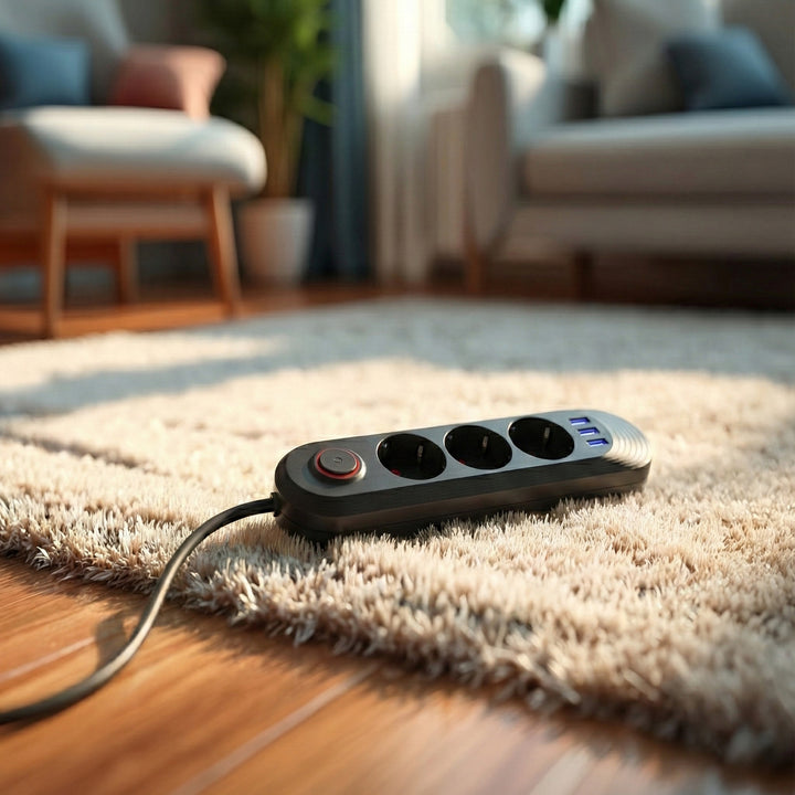 Maclean grenuttag, förlängningskabel 3 uttag + 3xUSB, 110-240V AC 50/60Hz, 2.1A max 2500W, 1.5m, svart, MCE394 B