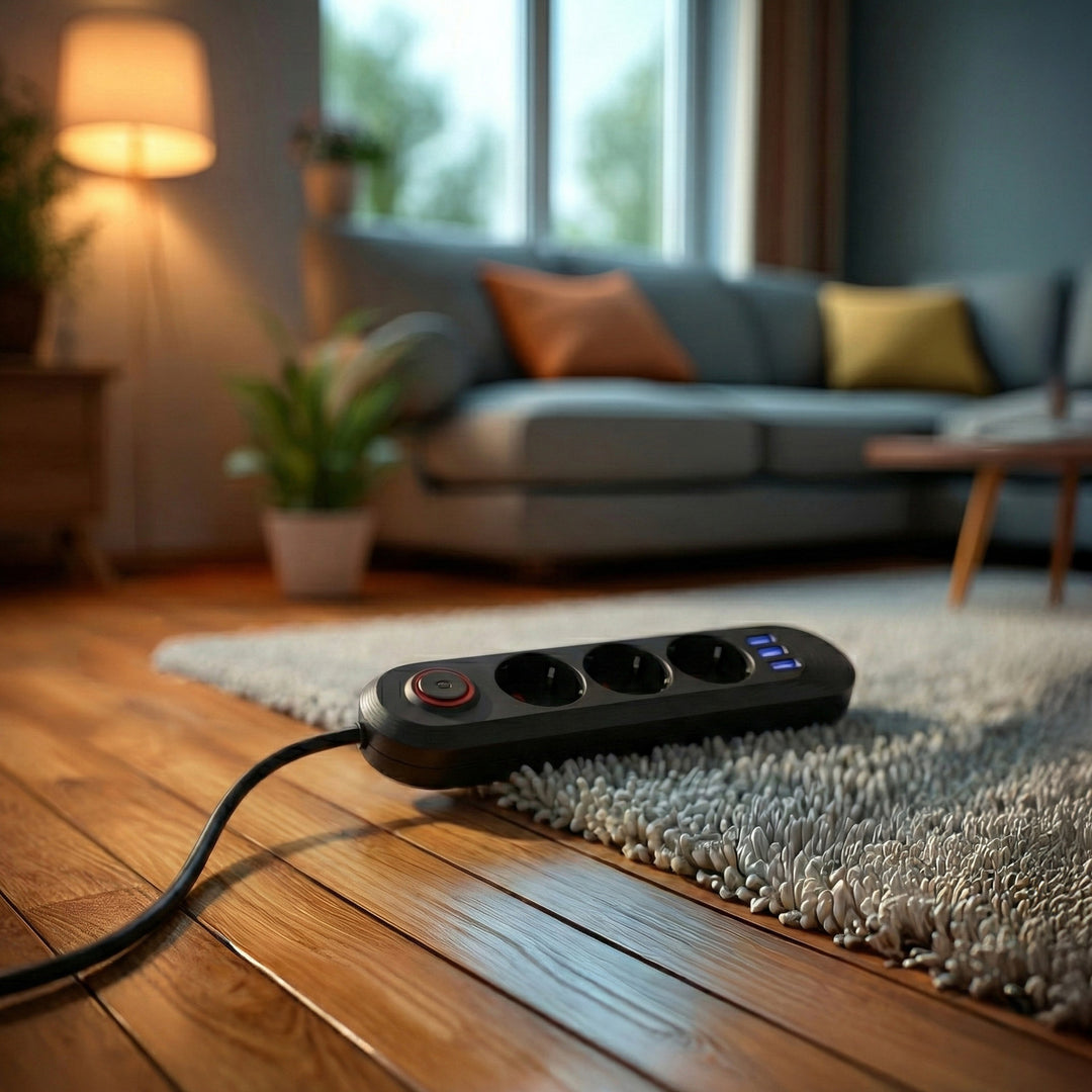 Maclean grenuttag, förlängningskabel 3 uttag + 3xUSB, 110-240V AC 50/60Hz, 2.1A max 2500W, 1.5m, svart, MCE394 B
