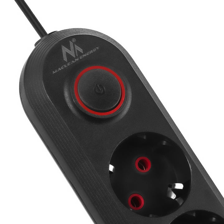 Maclean grenuttag, förlängningskabel 5 uttag + 3xUSB, 110-240V AC 50/60Hz, 2,1A max 2500W, 1,5m, svart, MCE395 B