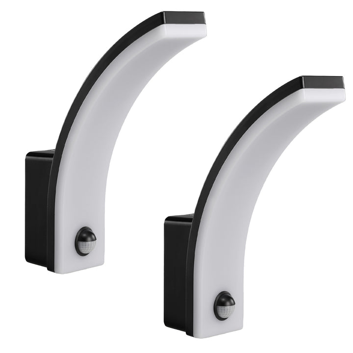Maclean rörelsesensor LED-lampa, PIR rörelsesensor, svart, 20W, IP65, 2000lm, neutralvit (4000K) MCE512 B, 2 st