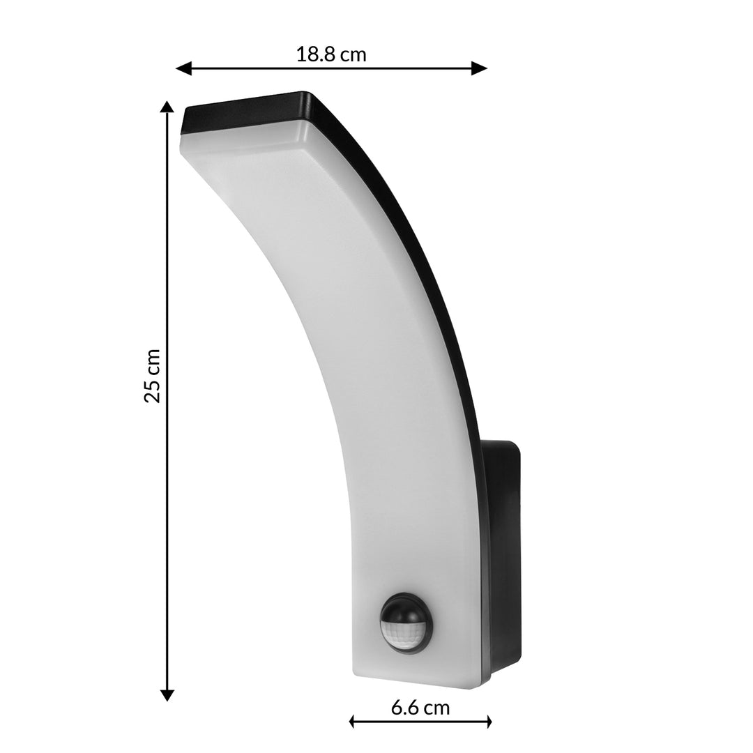 Maclean rörelsesensor LED-lampa, PIR rörelsesensor, svart, 20W, IP65, 2000lm, neutralvit (4000K) MCE512 B, 4 st