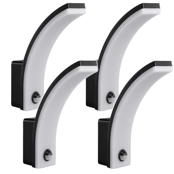 Maclean rörelsesensor LED-lampa, PIR rörelsesensor, svart, 20W, IP65, 2000lm, neutralvit (4000K) MCE512 B, 4 st