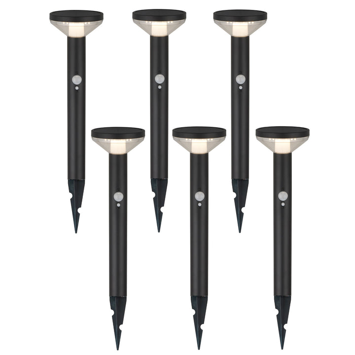 Maclean Solar LED-lampa, med sensor, 3 lägen, plug-in, Li-ion 18650, IP44, 3,7V, 1200 mAh, svart, MCE465 B, 6 st