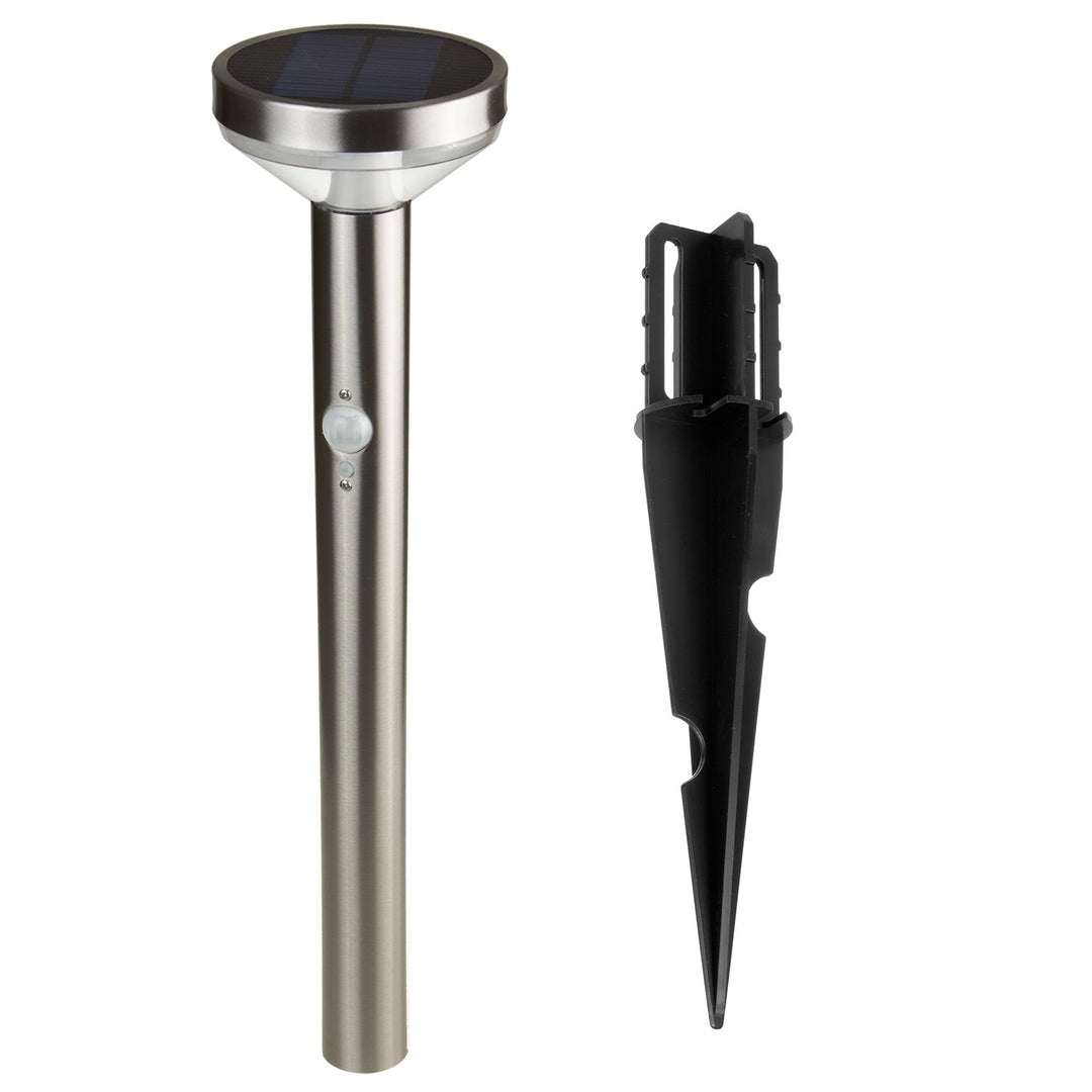 Maclean Solar LED-lampa, med sensor, 3 lägen, plug-in, Li-ion 18650, IP44, 3,7V, 1200 mAh, matt krom, MCE465 C/M, 6 st
