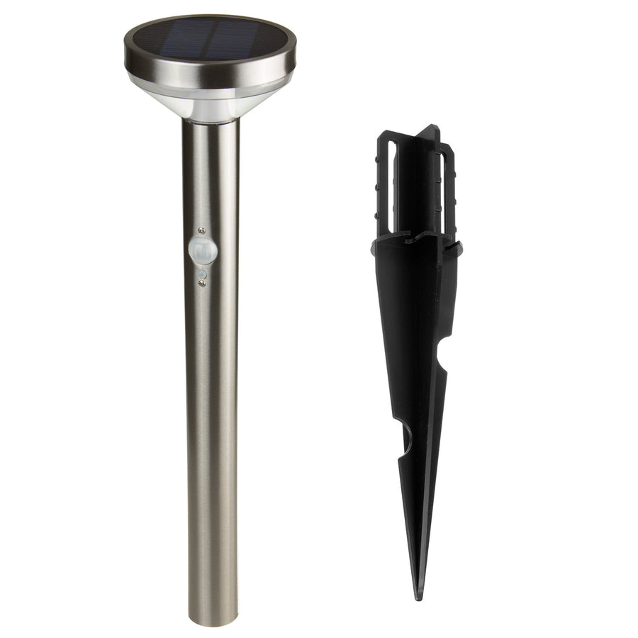 Maclean Solar LED-lampa, med sensor, 3 lägen, plug-in, Li-ion 18650, IP44, 3,7V, 1200 mAh, matt krom, MCE465 C/M, 6 st