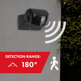 Maclean PIR-rörelsesensor, infraröd, IP65, svart med svart skärm, räckvidd 12 m, MCE201 B/B