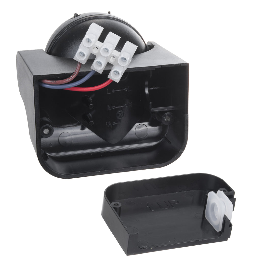 PIR-rörelsesensor Maclean, infraröd, IP44, svart med svart skärm, räckvidd 12 m, max. belastning 300/1200 W, MCE358 B/B