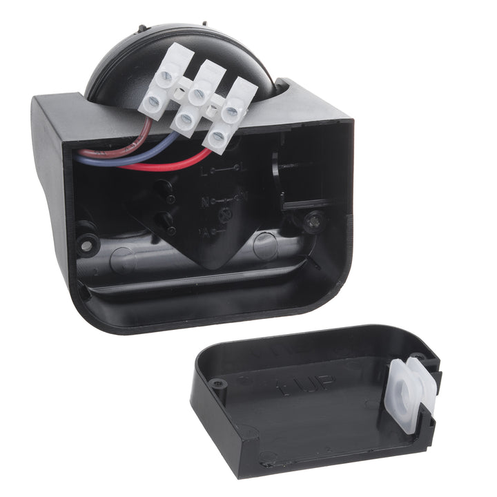 PIR-rörelsesensor Maclean, infraröd, IP44, svart med svart skärm, räckvidd 12 m, max. belastning 300/1200 W, MCE358 B/B